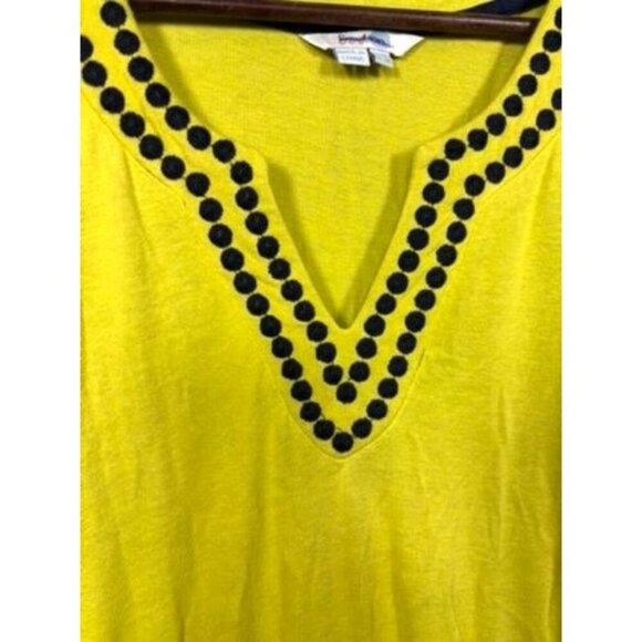 Boden Womens Dress US 2 Yellow Linen Blend Drawstring Waist Embroidered Neckline - Picture 4 of 6